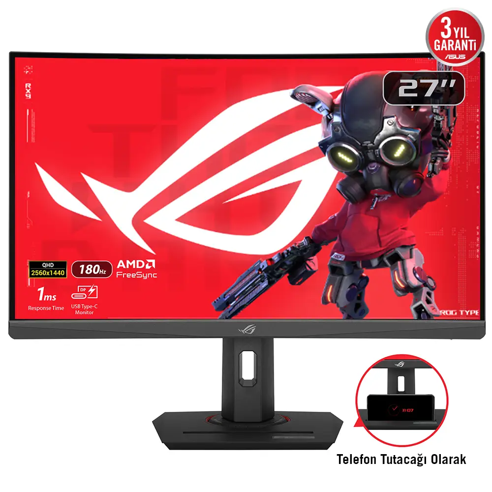 Asus 27" XG27WCS Curved Gaming Monitör Siyah 1ms