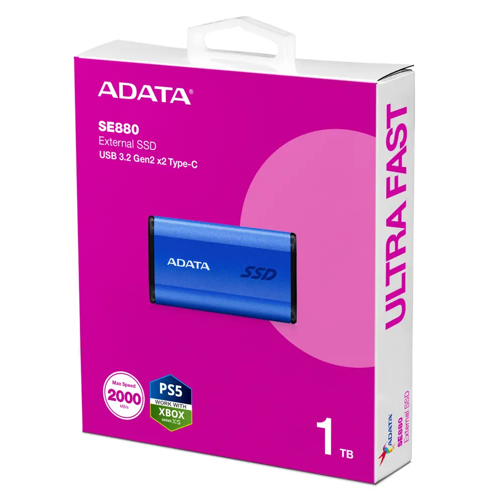 ADATA 1TB SE880 Taşınabilir SSD MAVİ AELI-SE880-1TCBU