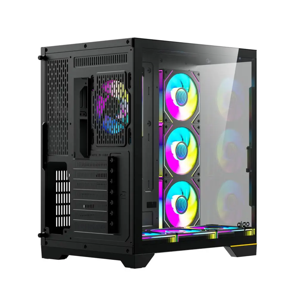 AIGO FT418 Ultra Siyah 7x L17 ARGB Fanlı 850W 80+ Bronze Gen5 LCD Mid Tower Kasa