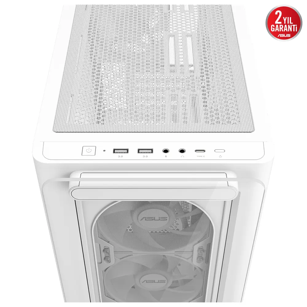 Asus A23 PLUS Beyaz Temperli Cam mATX Mid Tower Fanlı ARGB Kasa