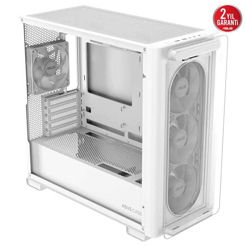 Asus A23 PLUS Beyaz Temperli Cam mATX Mid Tower Fanlı ARGB Kasa