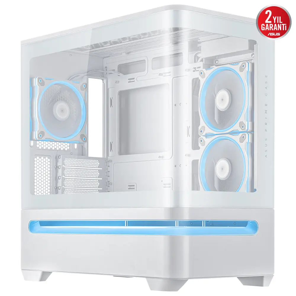 Asus PRIME AP202 Beyaz Temperli Cam mATX Mini Tower Fanlı ARGB Kasa