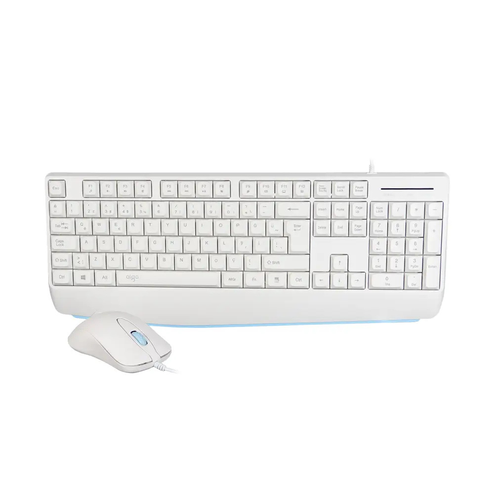 AIGO AK310 Pro Beyaz Kablolu Q Klavye + Mouse Set