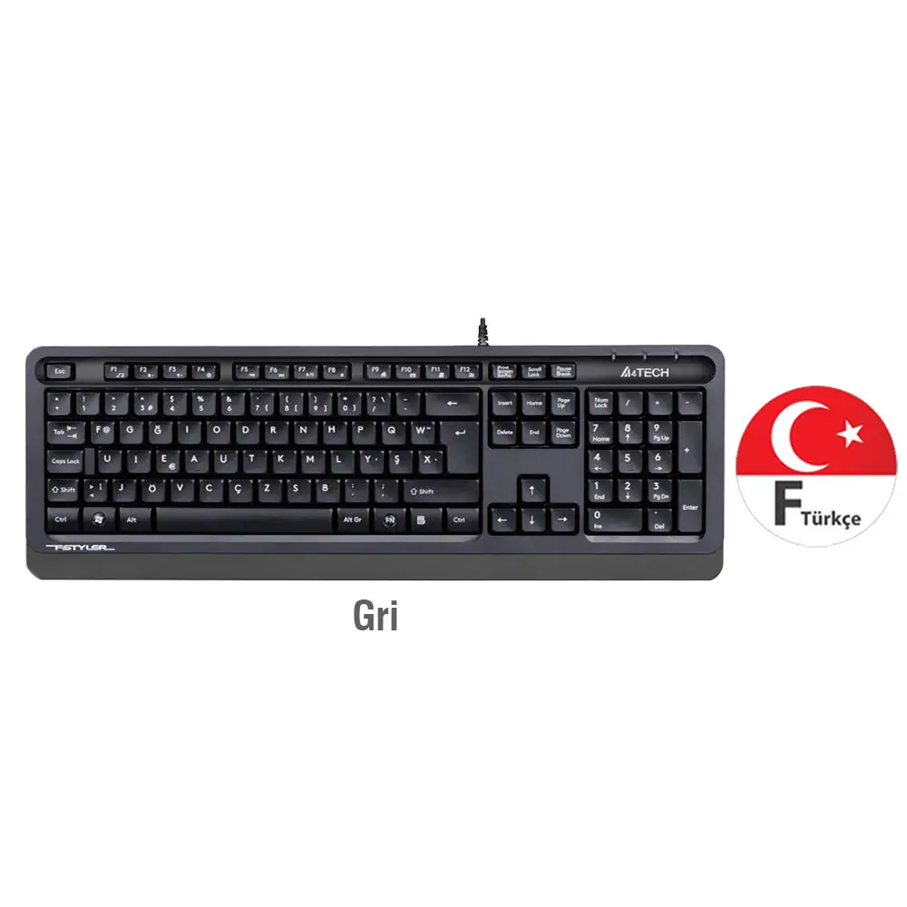 A4 Tech FK10 F Kablolu MM Klavye Gri USB