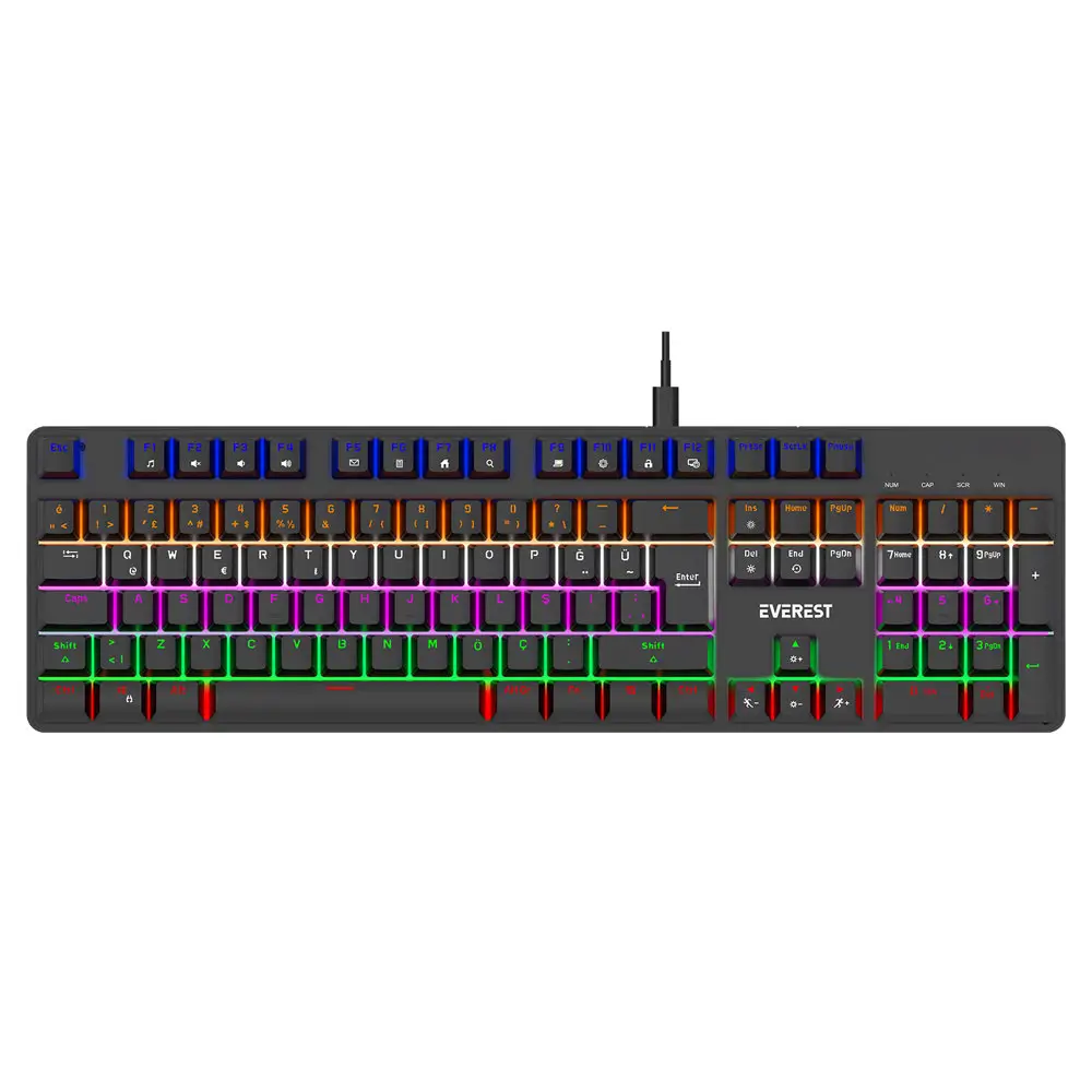 Everest KB-MK1 Lumos Beyaz USB Rainbow Red Switch Mekanik Gaming Oyuncu Klavye