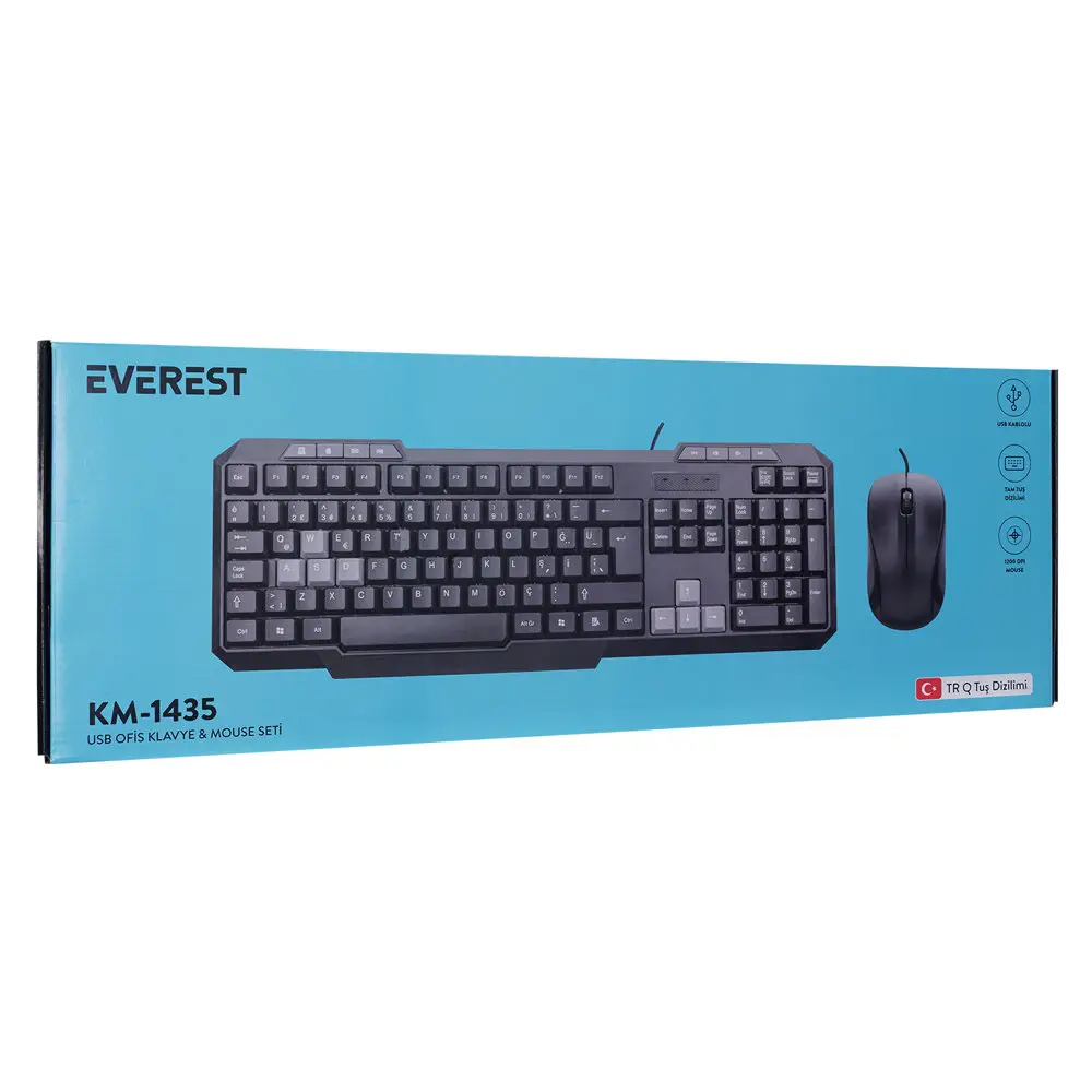 Everest KM-1435 Siyah Usb Q Multimedia Klavye + Mouse Set