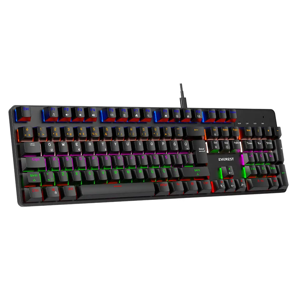 Everest KB-MK1 Lumos Beyaz USB Rainbow Red Switch Mekanik Gaming Oyuncu Klavye
