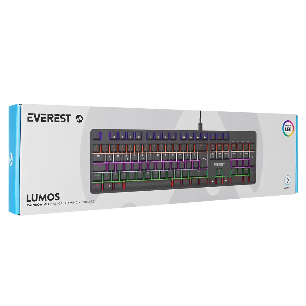 Everest KB-MK1 Lumos Beyaz USB Rainbow Red Switch Mekanik Gaming Oyuncu Klavye