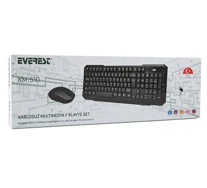Everest KM-510 Siyah Kablosuz Q Klavye Set